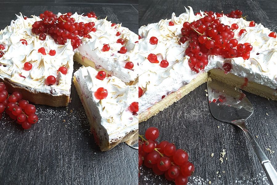 Sauerrahm-Tarte mit Ribisel-Baiser